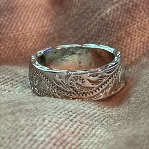 Cigar Band Paisley Ring size 7.5 Sterling Silver 925